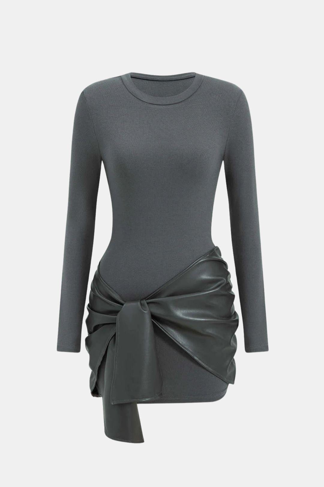 Ophelia | Faux Leather Patchwork Mini Dress | Bold, Modern and Effortlessly Chic