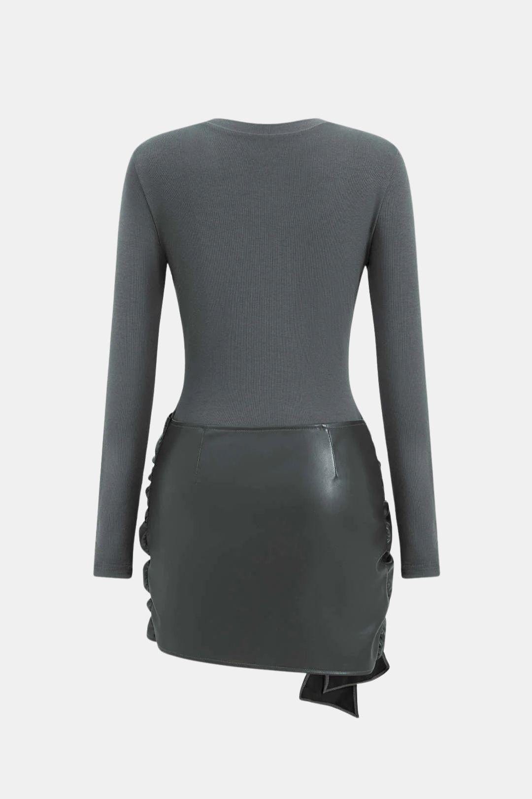 Ophelia | Faux Leather Patchwork Mini Dress | Bold, Modern and Effortlessly Chic