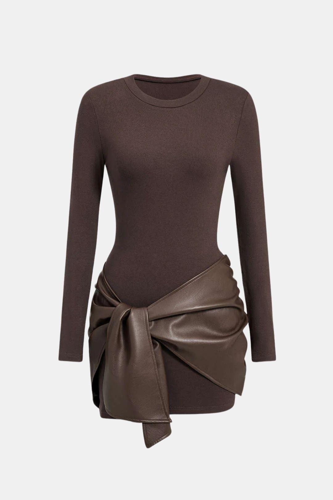 Ophelia | Faux Leather Patchwork Mini Dress | Bold, Modern and Effortlessly Chic