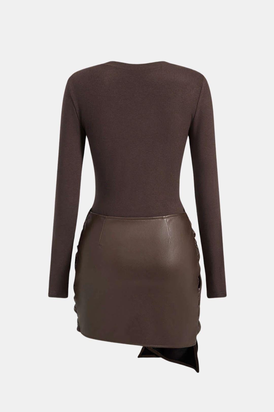 Ophelia | Faux Leather Patchwork Mini Dress | Bold, Modern and Effortlessly Chic