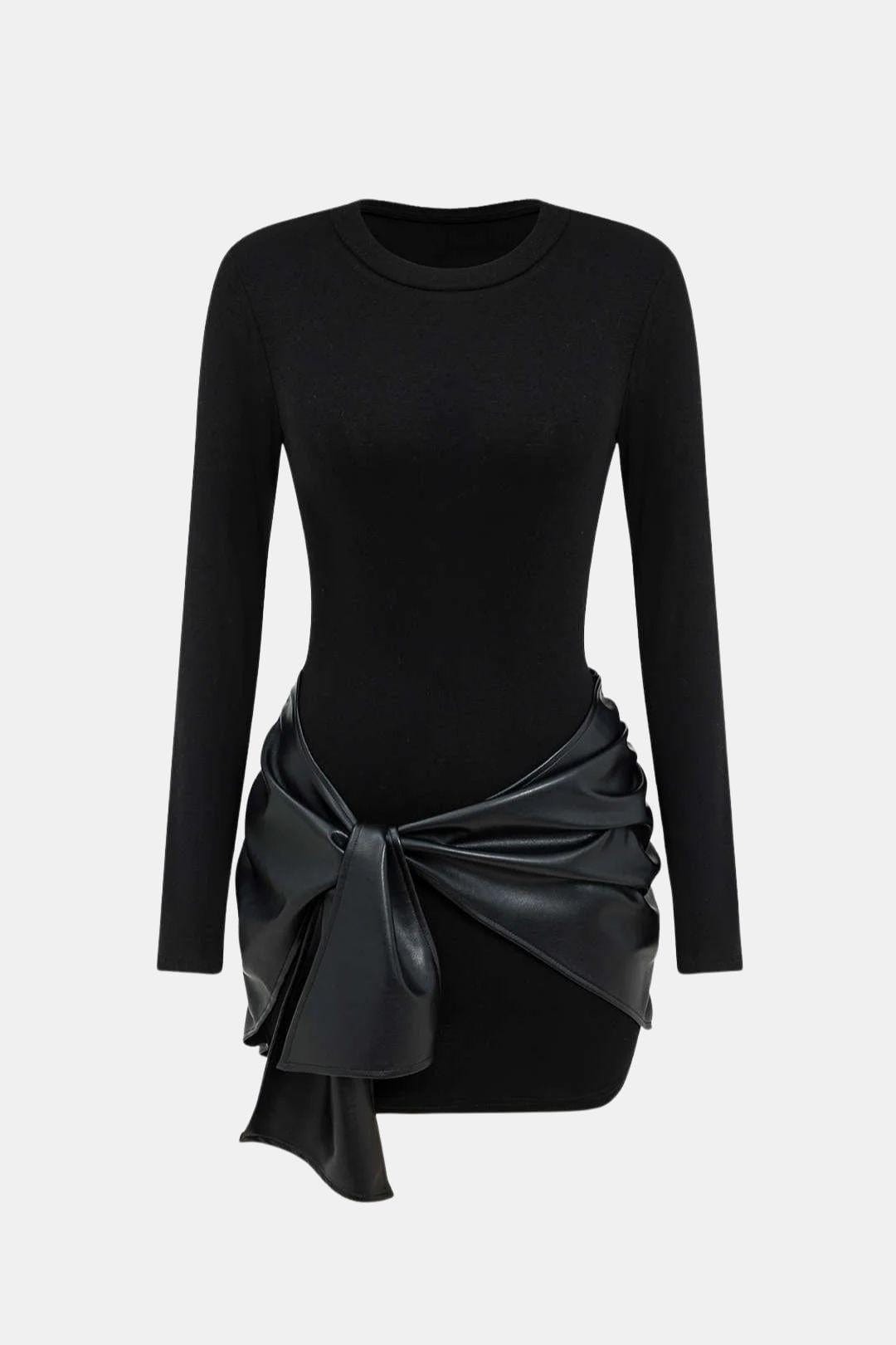Ophelia | Faux Leather Patchwork Mini Dress | Bold, Modern and Effortlessly Chic