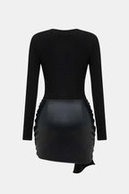 Ophelia | Faux Leather Patchwork Mini Dress | Bold, Modern and Effortlessly Chic