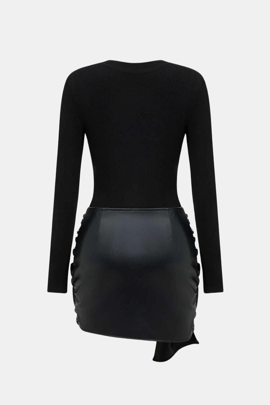 Ophelia | Faux Leather Patchwork Mini Dress | Bold, Modern and Effortlessly Chic