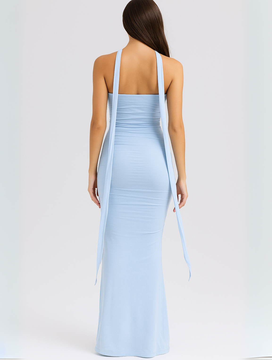 Emily | Women’s Strapless Choker Maxi Dress | Elegant Sculpted Evening Silhouette