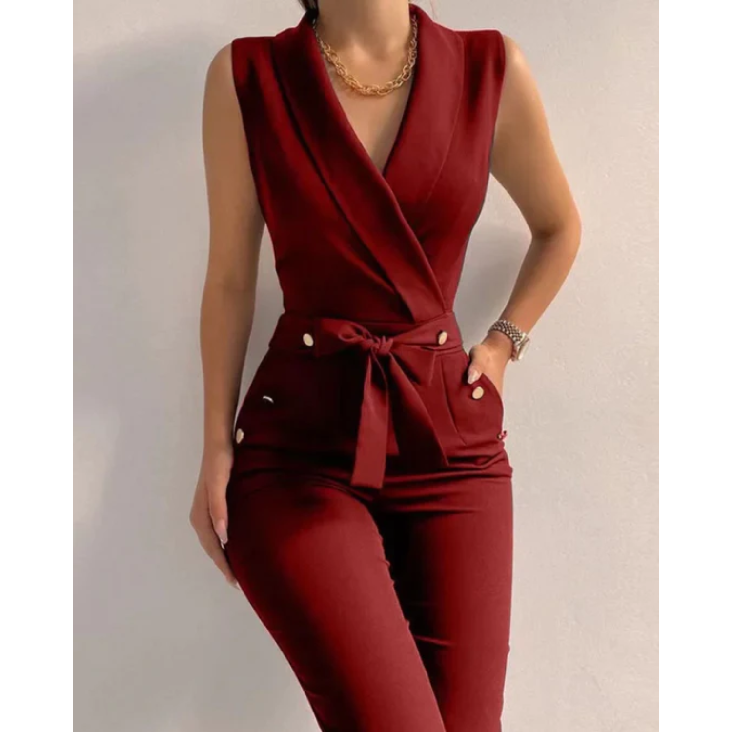 Adriana | Women’s Tied Waist Jumpsuit | Elegant Scuba Crepe Occasion Wear