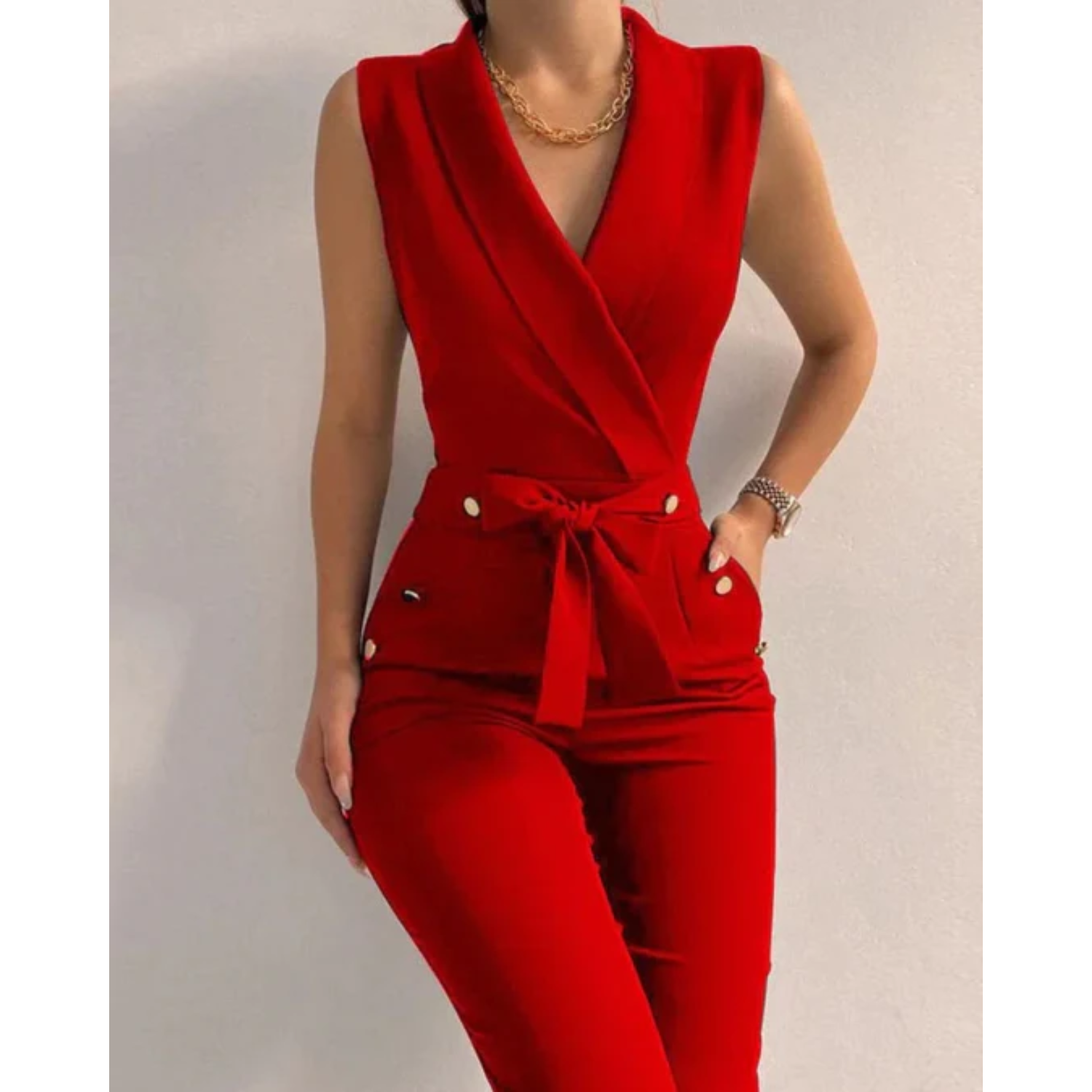 Adriana | Women’s Tied Waist Jumpsuit | Elegant Scuba Crepe Occasion Wear