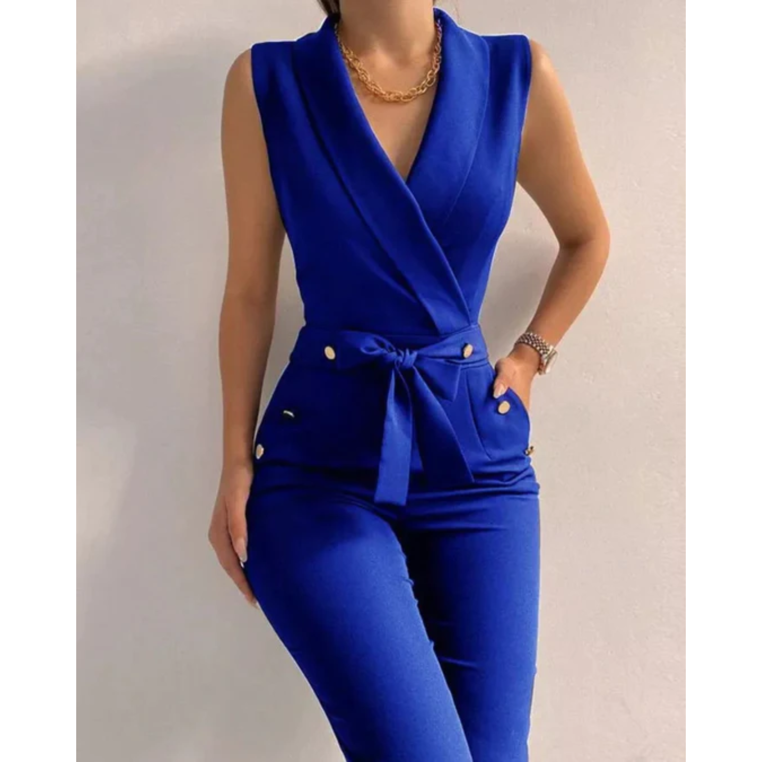 Adriana | Women’s Tied Waist Jumpsuit | Elegant Scuba Crepe Occasion Wear