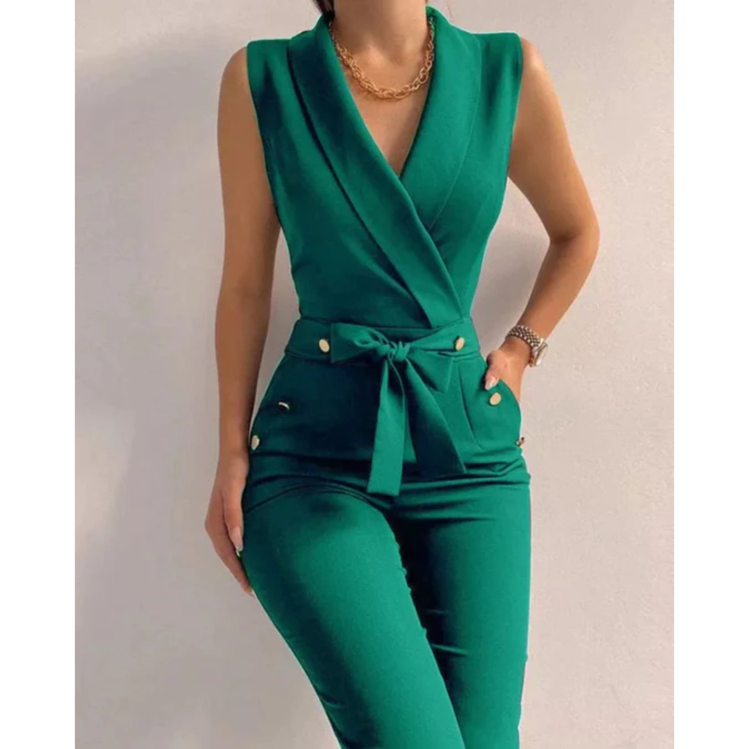 Adriana | Women’s Tied Waist Jumpsuit | Elegant Scuba Crepe Occasion Wear