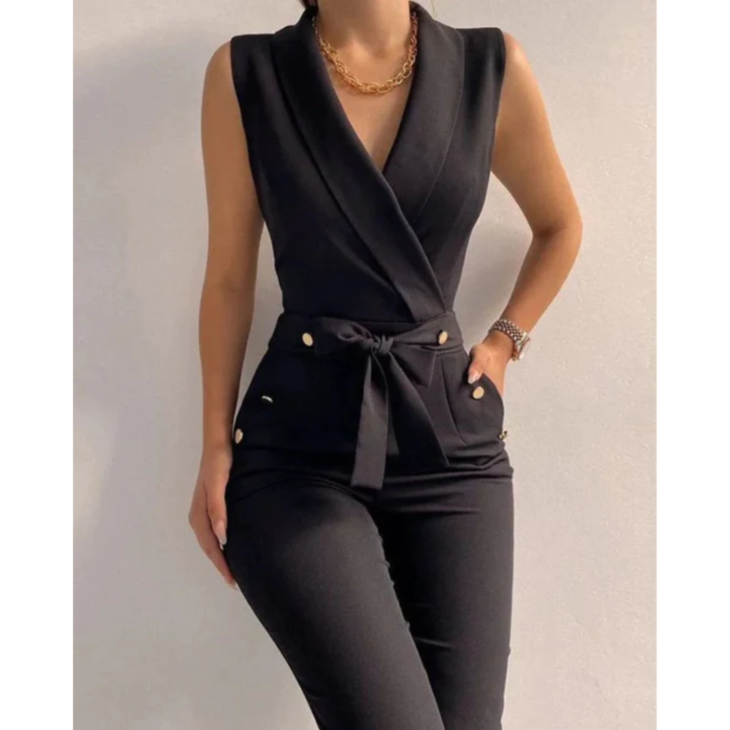 Adriana | Women’s Tied Waist Jumpsuit | Elegant Scuba Crepe Occasion Wear