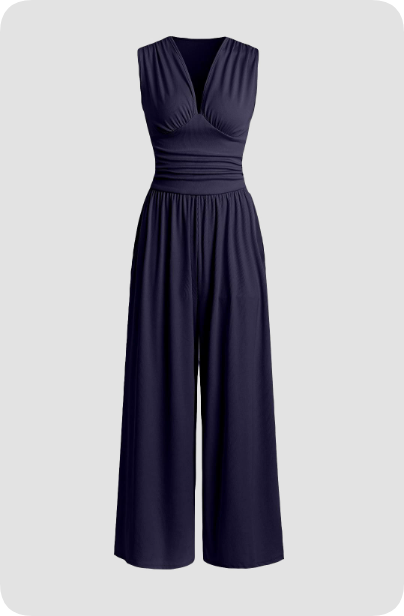 Albina | Women’s Viscose Pleated Bodice Jumpsuit | Elegant Wide-Leg Occasion Outfit