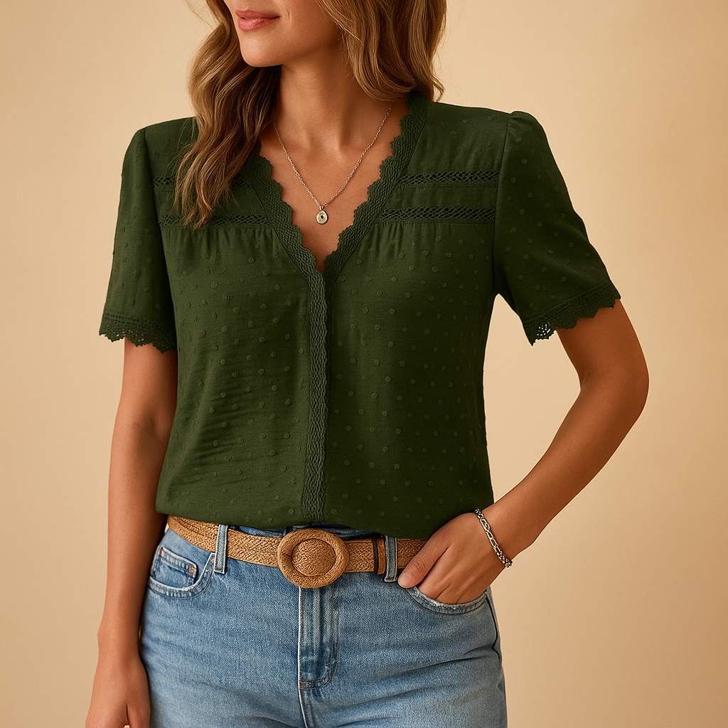 Serena | Women's Elegant V-Neck Lace Blouse | Feminine and Refined