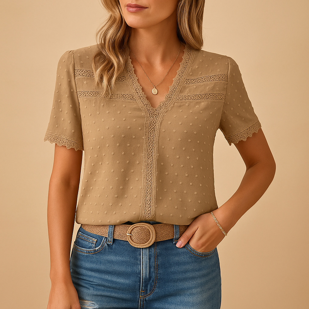 Serena | Women's Elegant V-Neck Lace Blouse | Feminine and Refined