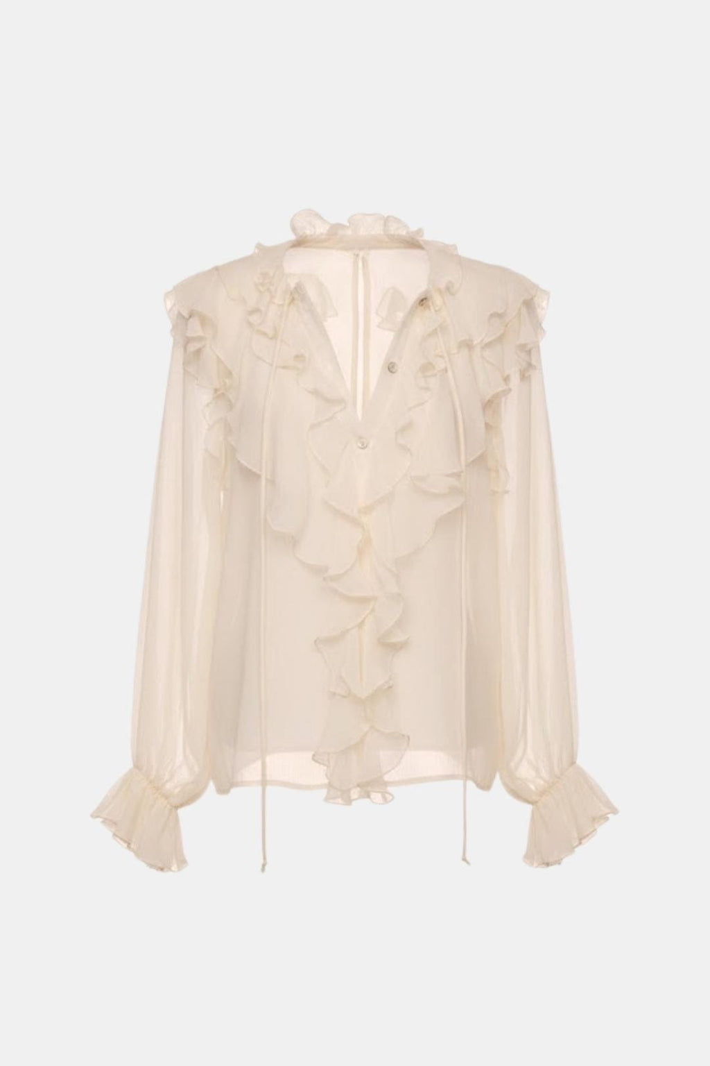 Amelia | Women’s Semi-Sheer Ruffle Chiffon Blouse | Elegant and Airy