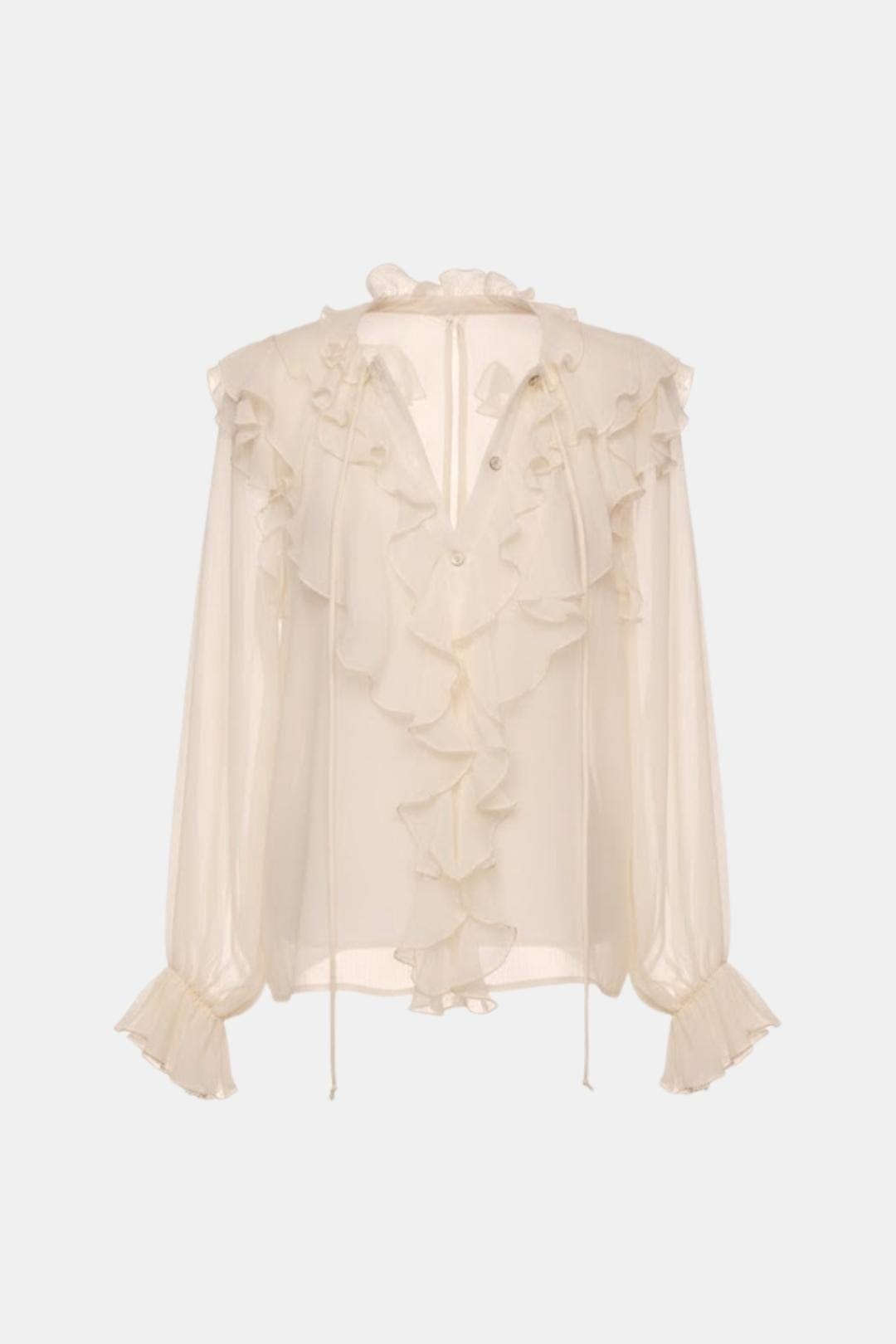 Amelia | Women’s Semi-Sheer Ruffle Chiffon Blouse | Elegant and Airy