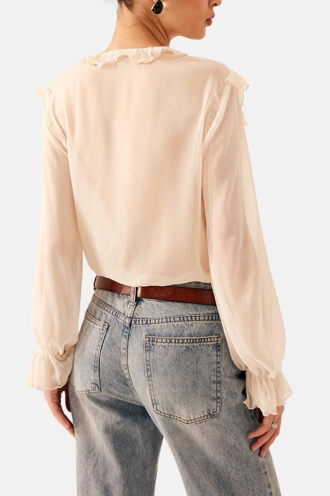 Amelia | Women’s Semi-Sheer Ruffle Chiffon Blouse | Elegant and Airy
