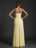 Zoe | Square Neck Sleeveless Ruched Maxi Dress | Elegant Wedding Guest Glam