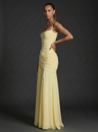 Zoe | Square Neck Sleeveless Ruched Maxi Dress | Elegant Wedding Guest Glam