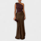 Ariella | One-Shoulder Pleated Maxi Dress | Graceful and Sophisticated