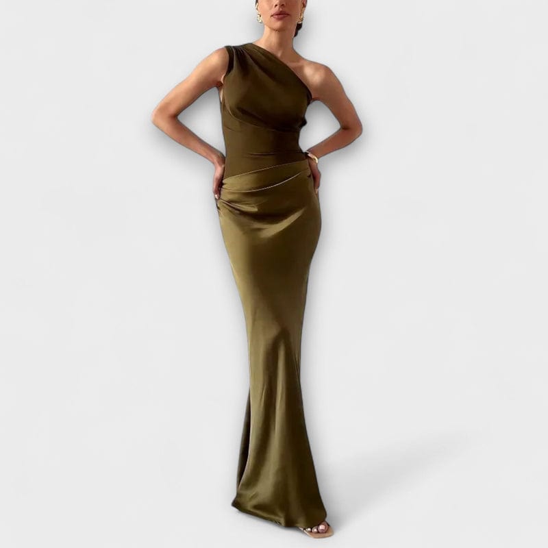 Ariella | One-Shoulder Pleated Maxi Dress | Graceful and Sophisticated