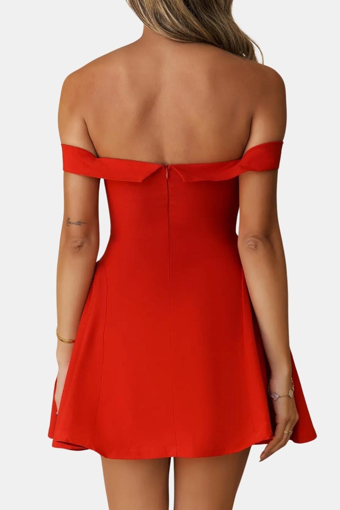 Winifred | Off-Shoulder Sculpted Mini Dress | Bold Silhouette & Evening Confidence