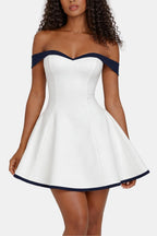 Winifred | Off-Shoulder Sculpted Mini Dress | Bold Silhouette & Evening Confidence