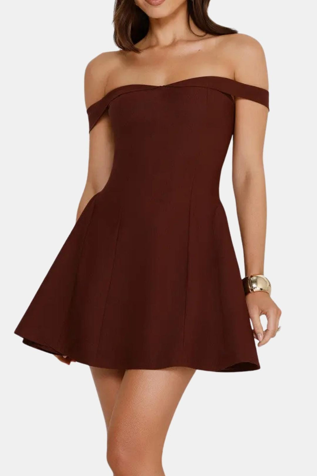 Winifred | Off-Shoulder Sculpted Mini Dress | Bold Silhouette & Evening Confidence