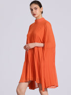 Zoe | Flowy Cape Sleeve Pleated Chiffon Mini Dress | Elegant Movement and Effortless Glam