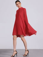 Zoe | Flowy Cape Sleeve Pleated Chiffon Mini Dress | Elegant Movement and Effortless Glam