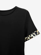 Poppy | Leopard Print Patchwork T-Shirt Dress | Effortless Casual Chic