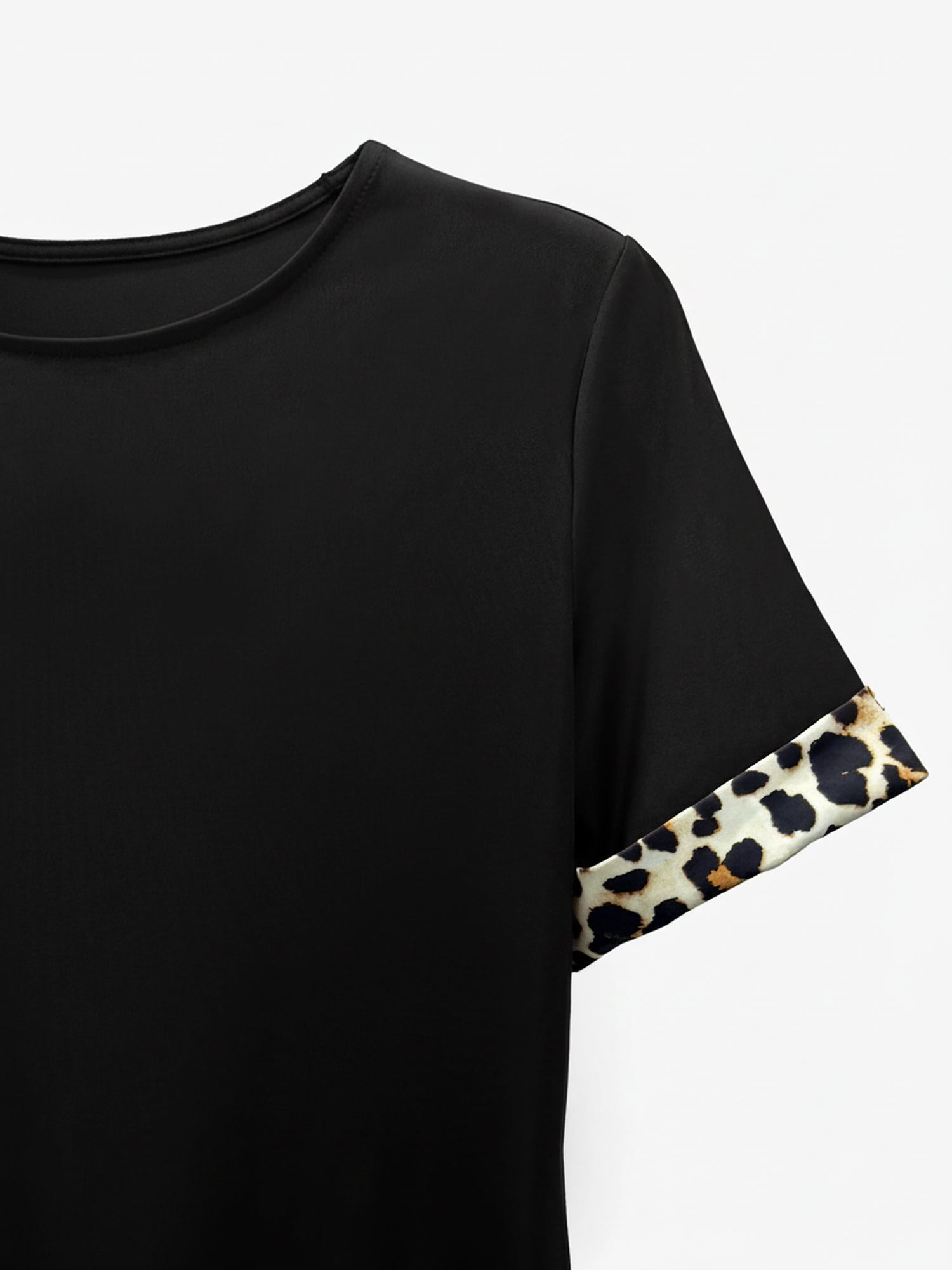 Poppy | Leopard Print Patchwork T-Shirt Dress | Effortless Casual Chic