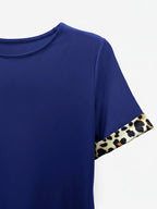 Poppy | Leopard Print Patchwork T-Shirt Dress | Effortless Casual Chic