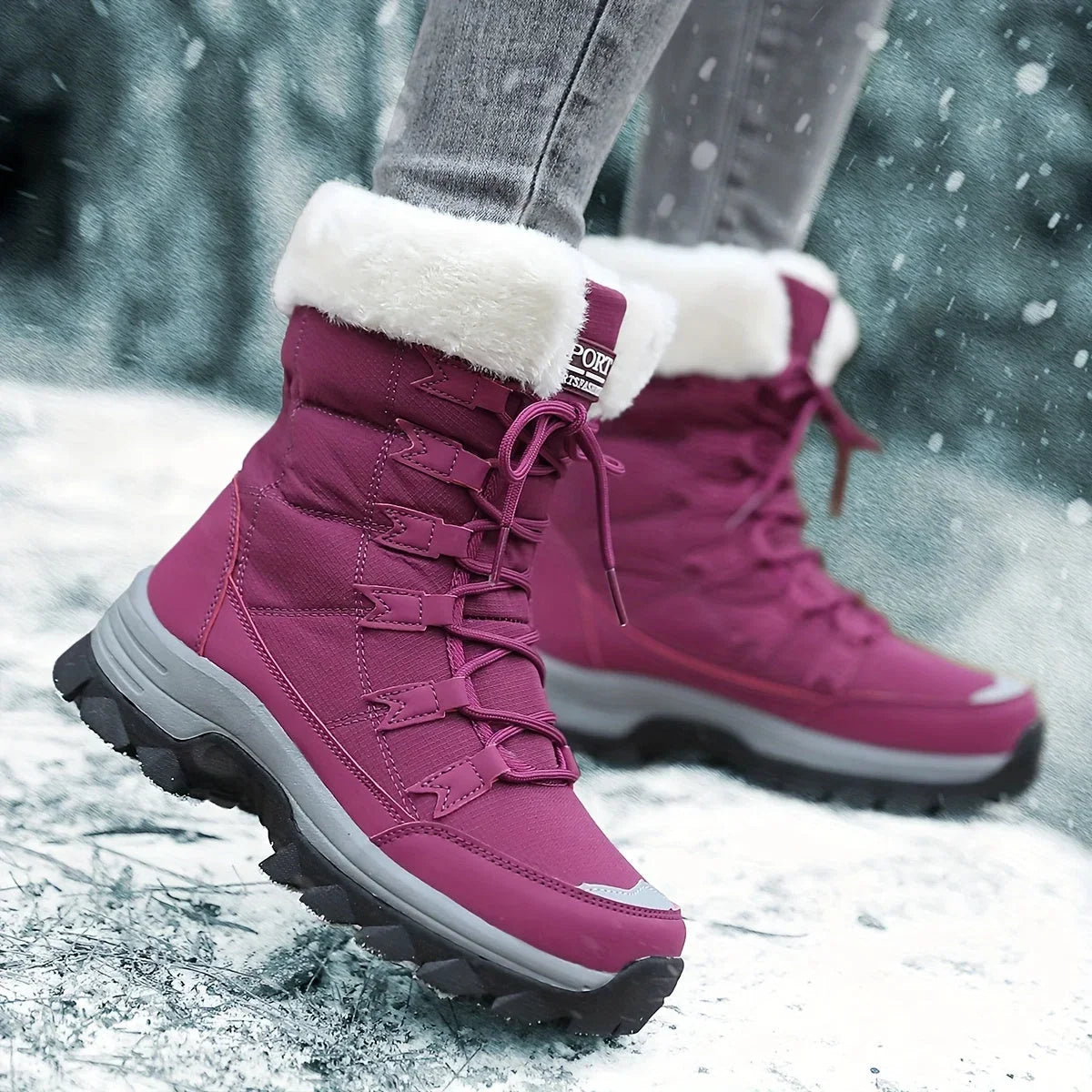 Charlotte | Women's Faux Fur Snow Boots, Cushioned Winter Boots for Cold Weather