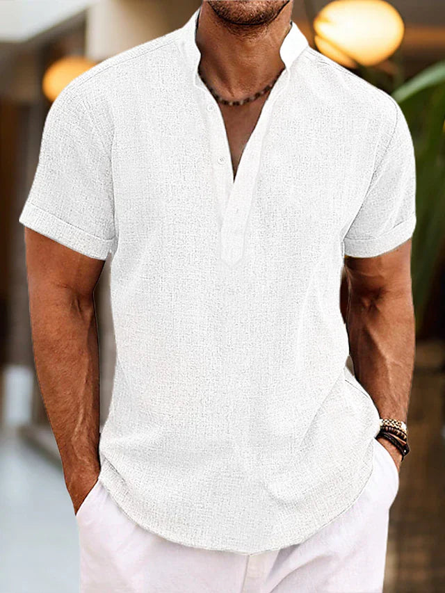 Aldo | Men’s Breathable Summer Henley Shirt | Lightweight Short Sleeve Casual Essential