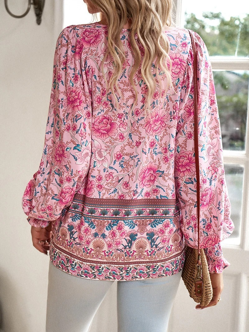 Julia | Women's Floral Boho Blouse | Free-Spirited and Elegant