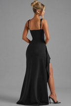 Isla | Elegant Bodycon Slip Maxi Dress | Open Back & Leg Split Glam