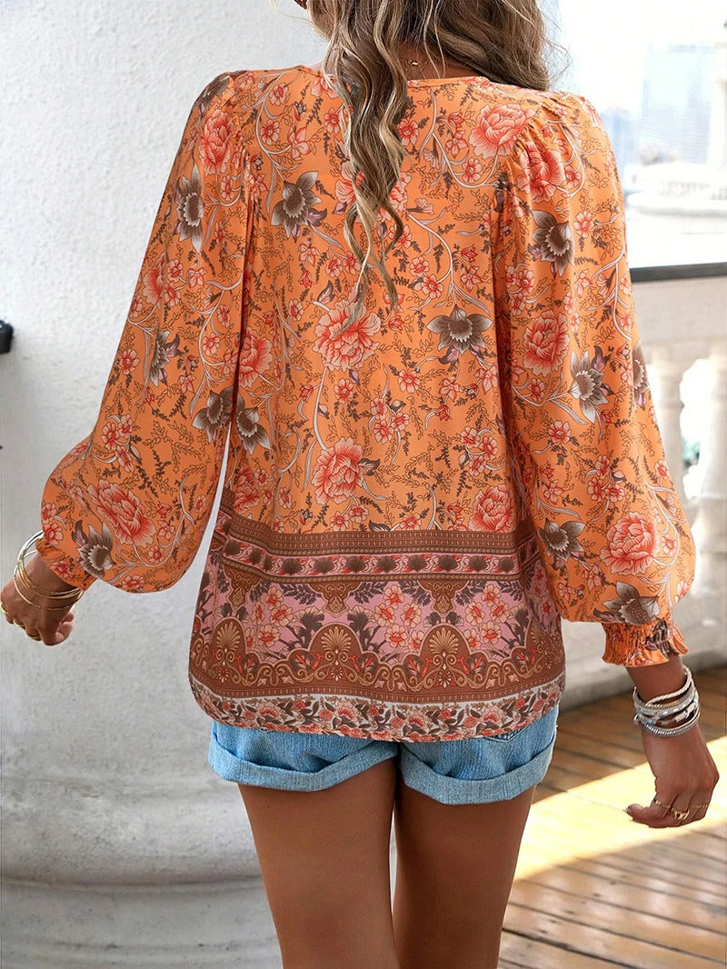 Julia | Women's Floral Boho Blouse | Free-Spirited and Elegant