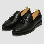 Matthew | Men’s Box Calf Leather Saddle Tassel Loafers | Luxurious and Refined