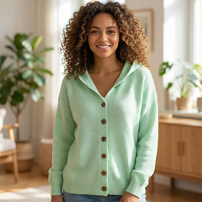 Claudia | Women's Hooded Cardigan, Longline Wool Blend Winter Knit