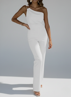 Alice | Women’s Scuba Crepe One Shoulder Jumpsuit | Elegant Asymmetric Evening Outfit