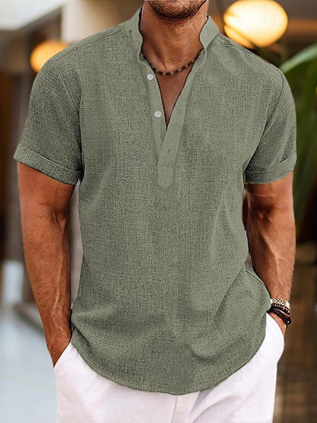 Aldo | Men’s Breathable Summer Henley Shirt | Lightweight Short Sleeve Casual Essential
