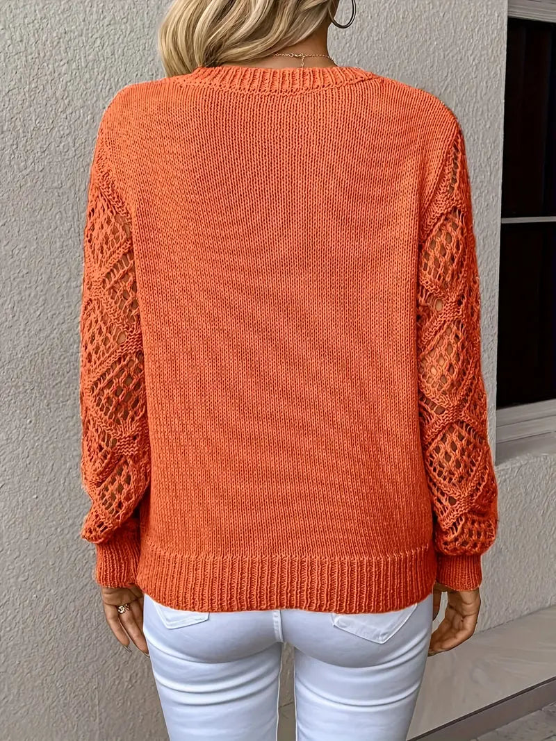 Hannah | Women's Lace Knit Sweater, Elegant Soft Pullover for Chic Casual Wear