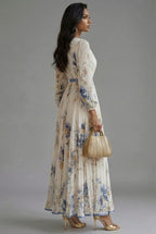 Zoe | Floral V-Neck Long Sleeve Maxi Dress | Elegant Flowing Silhouette