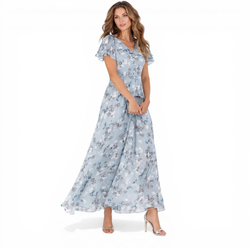 Maeve | Floral Maxi Dress | V-Neck Flutter Sleeve Elegance