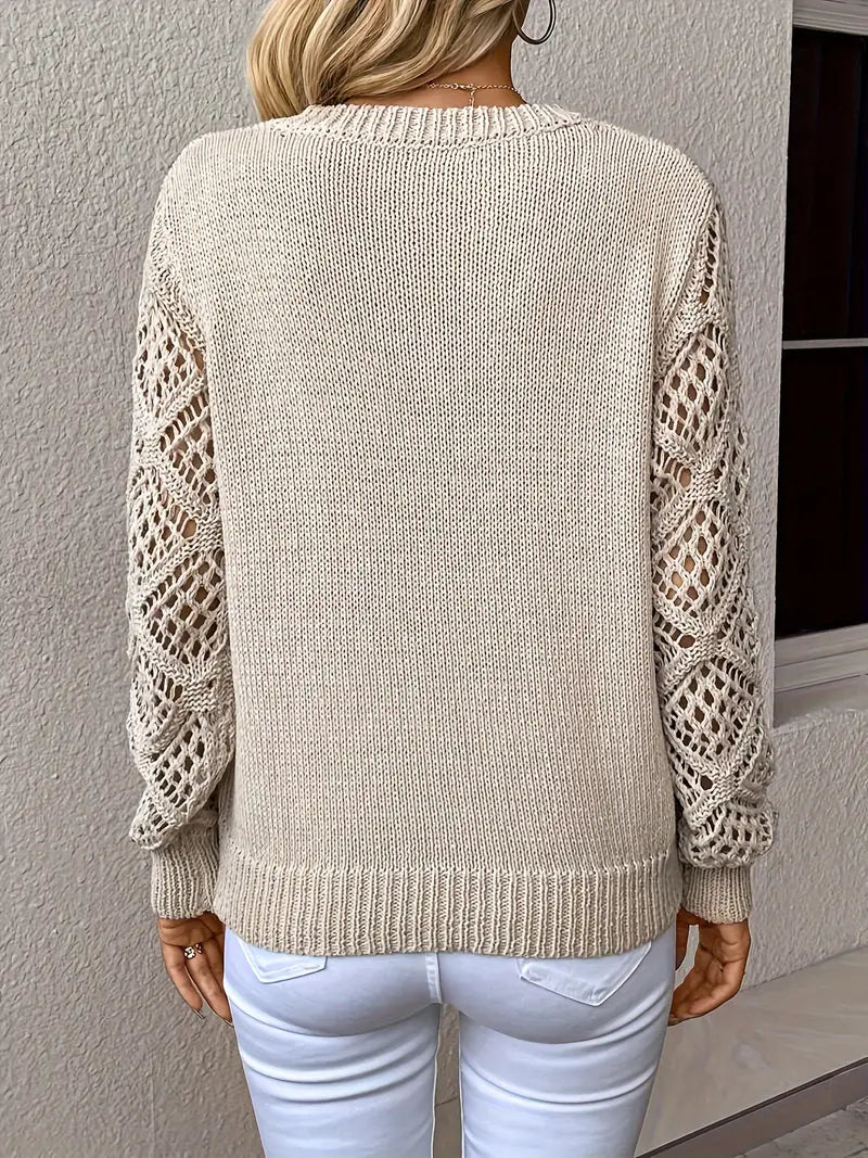 Hannah | Women's Lace Knit Sweater, Elegant Soft Pullover for Chic Casual Wear
