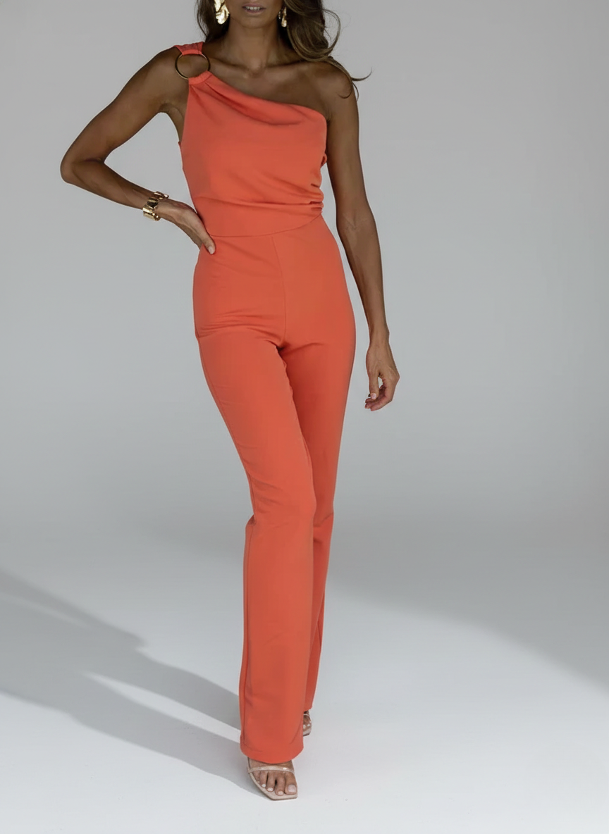 Alice | Women’s Scuba Crepe One Shoulder Jumpsuit | Elegant Asymmetric Evening Outfit