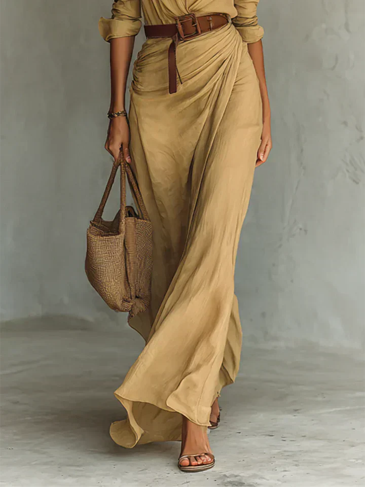 Amelia | Lapel-Wrap Maxi Dress | Elegant and Flowing