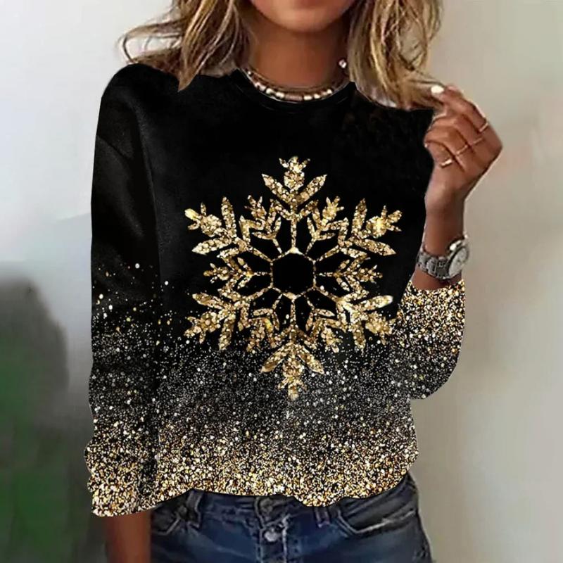 Almut | Women's Sequin Snowflake Sweater, Soft Knit Winter Pullover for Holiday Wear - Black