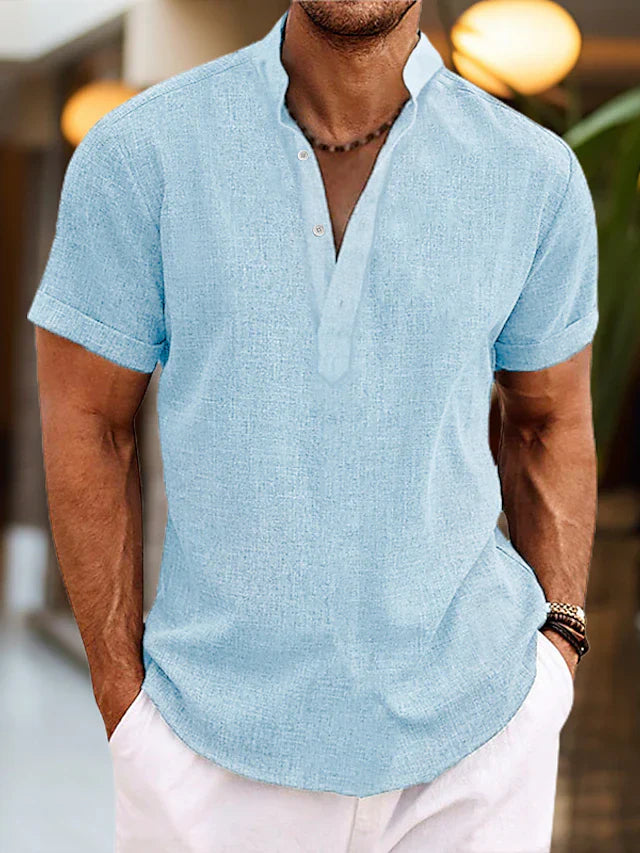 Aldo | Men’s Breathable Summer Henley Shirt | Lightweight Short Sleeve Casual Essential