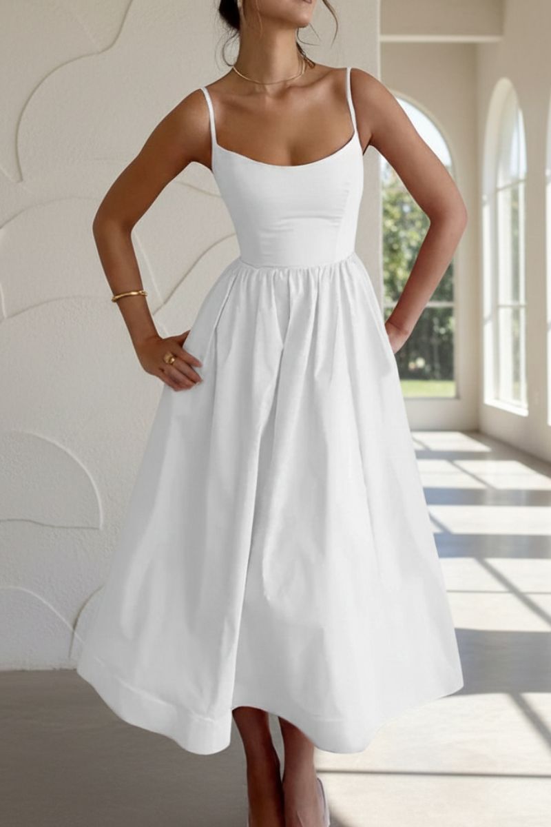 Megan | Women’s Sleeveless Cocktail Midi Dress | Timeless Elegance for Special Occasions