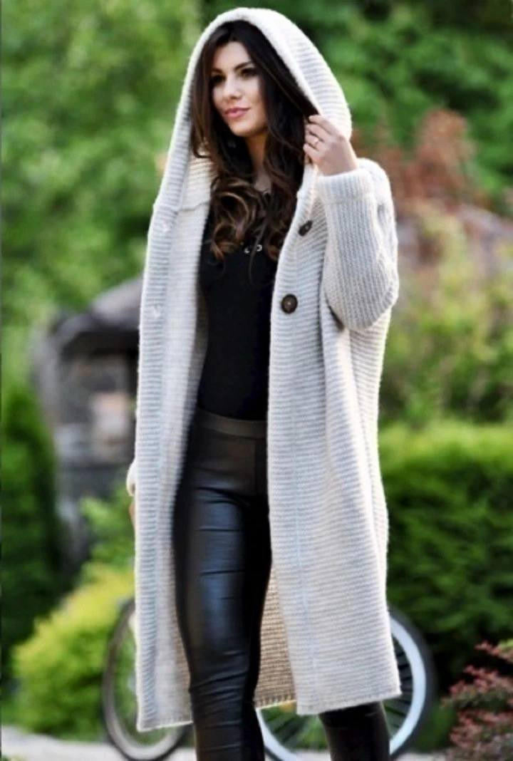 Amalia | Women's Longline Cardigan, Soft Wool Blend Winter Knit